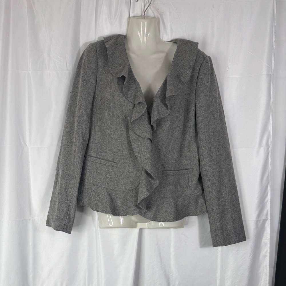 J. Crew Gray Women's Blazer with Ruffle Detail